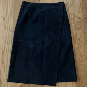 NWT Theory Gantrima Suede Navy A-line Midi Wrap Skirt